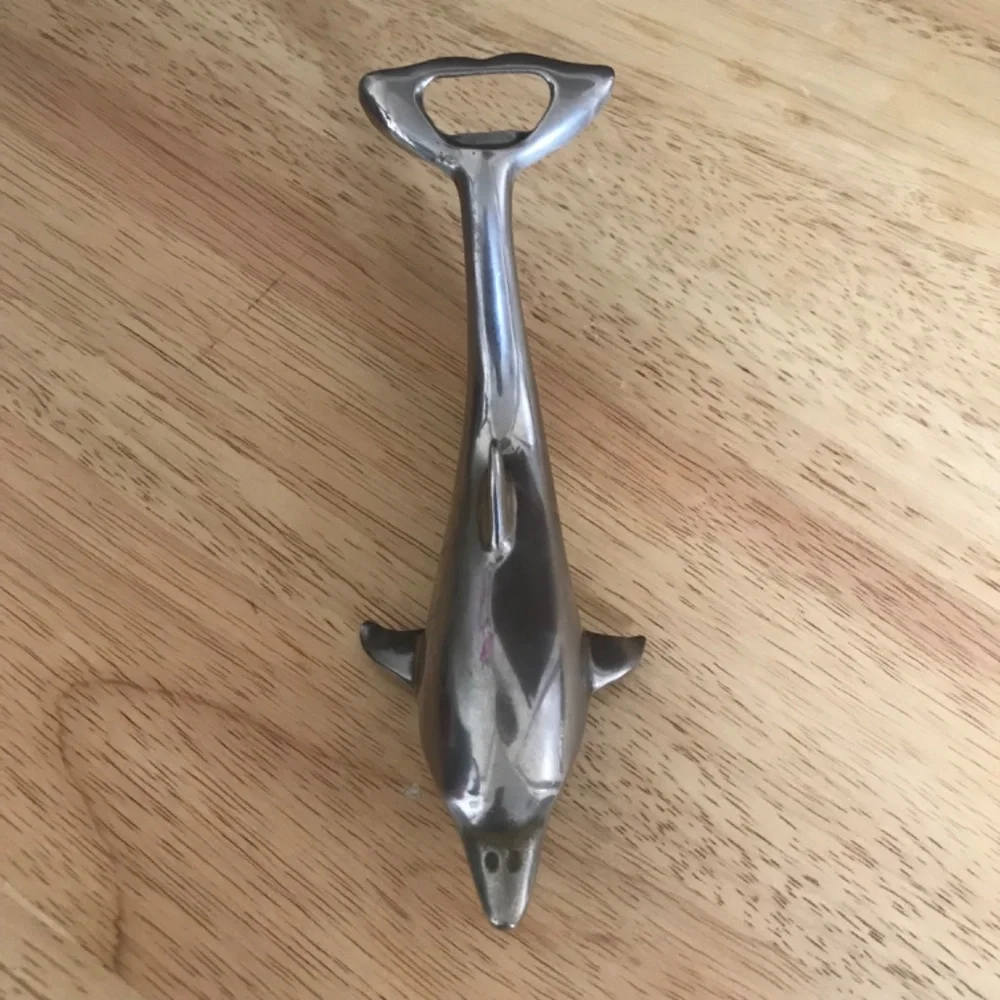 Vintage Chrome Dolphin Shaped Bottle Opener